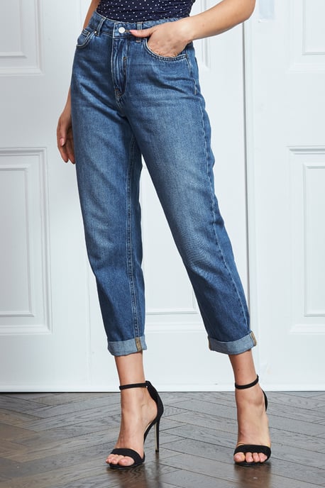Mid Blue Denim Girlfriend Jeans