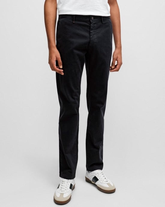 BOSS Orange Mens Slim Fit Chinos in Stretch-Cotton Satin - Image 1