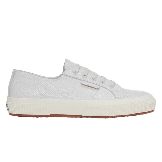 Superga Dames/Dames 2750 Slangenprint Grain Leather Trainers (Optisch Wit) - Image 1
