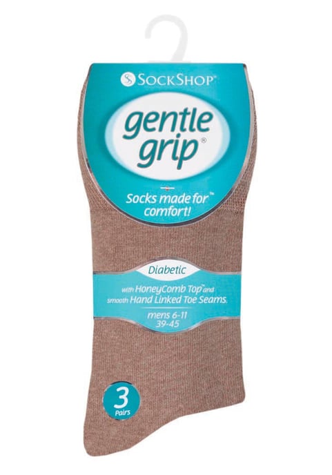 Gentle Grip - Heren 6 paar diabetische sokken - Bruin - Image 2