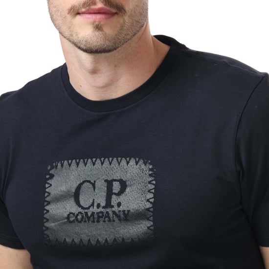 Men's C.P. Company Box Centre Logo T-Shirt in Navy