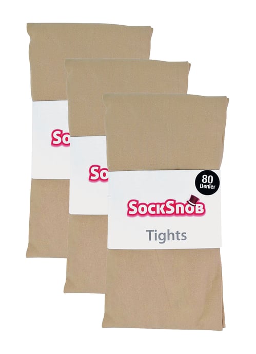 3 paar dames gekleurde ondoorzichtige 80 denier panty's - Natuurlijk - Image 2