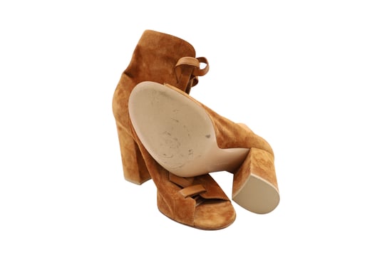 Gianvito Rossi Brooklyn Peep-Toe Ankle Boots in Brown Suede - Image 6