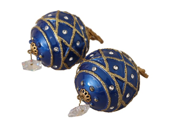 Dolce & Gabbana Gold Brass Blue Christmas Ball Crystal Clip op damesoorbellen - Image 4