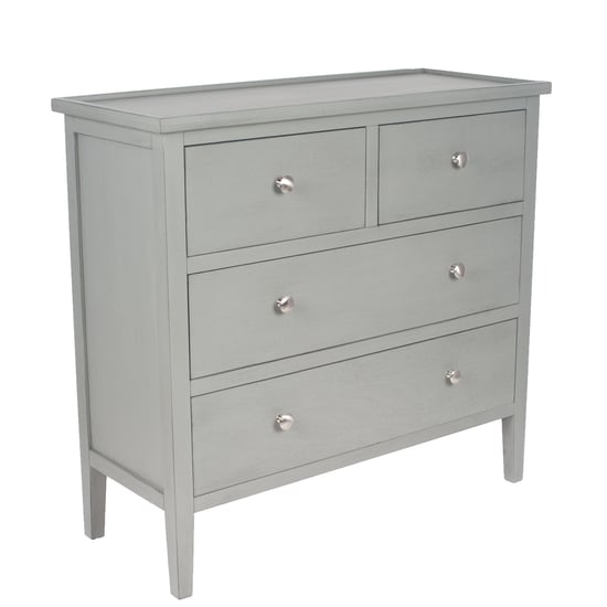 Pine Wood Antique Silver Handled 4-Drawer Unit