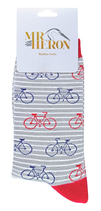Mr Heron bamboesokken met nieuw patroon voor heren - Fiets (Grijs) - Image 2