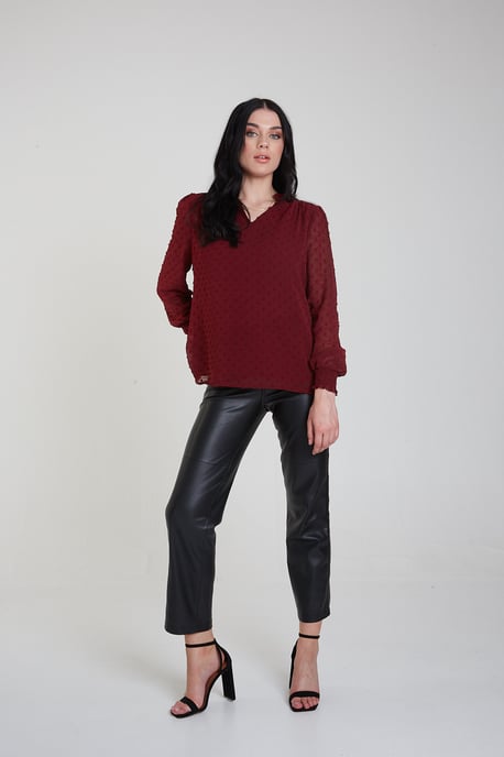 Dobby chiffon blouse met lange mouwen - Image 1
