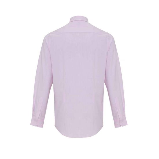 Premier Heren Gestreept Oxford Overhemd Met Lange Mouwen (Wit/Roze) - Image 2
