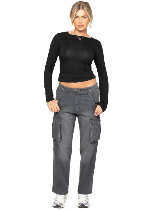 Enzo | Womens Cargo Straight Leg Jeans - Image 5