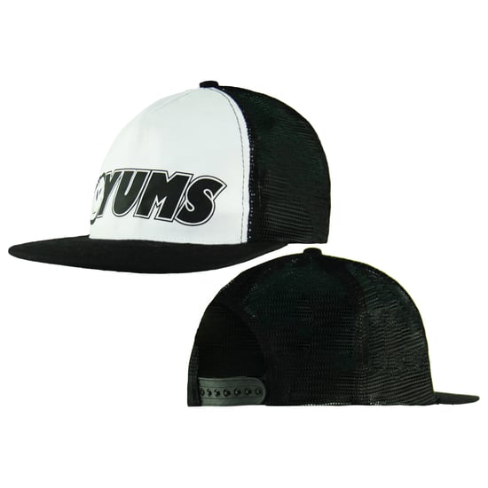 Yums Mesh Snapback Hat Adjustable Black White Logo Unisex Cap 200941 BLACK WHITE