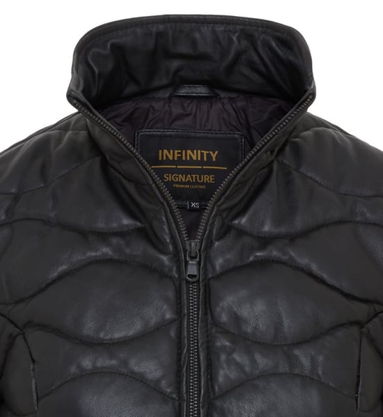 Womens Black Puffer Quilted Bomber Leather Jacket - Hamar