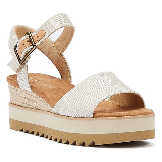 TOMS Diana Canvas Wedge Natuurlijk Dames Sandalen Wit - Image 2