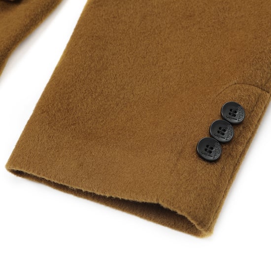Heren Knielange Winter Wollen Jas Slim Fit Omslagkraag Zakelijke Jassen Khaki - Image 6
