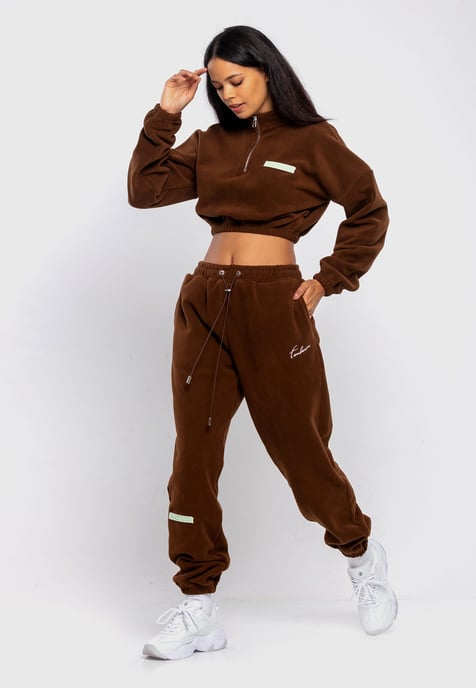 Tom Barron Ladies Casual Cropped Fleece Stylish Oversize Tracksuit