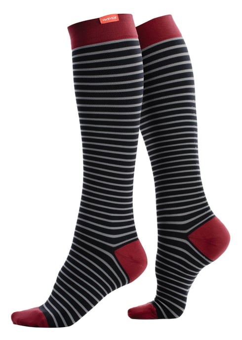 Brede nylon 30-40 mmhg gegradueerde compressiesokken - Zwart Grijs - Image 1