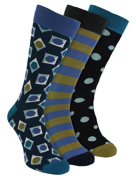 HS by Happy Socks - Heren 3-Pack Cadeaubox Met Stippen Kousen - Vierkant - Image 1