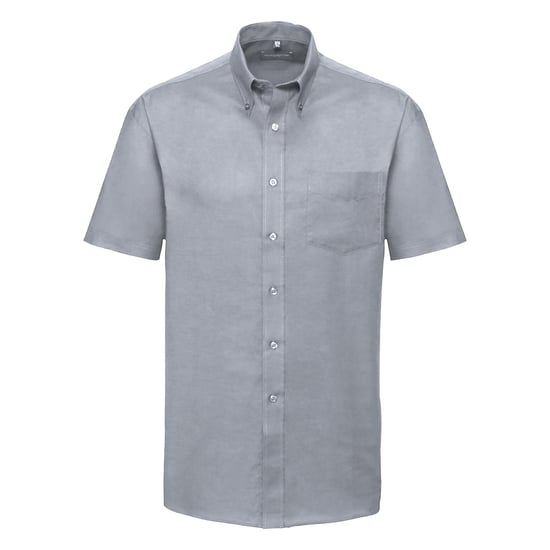 Russell Collectie Heren Korte Mouw Easy Care Oxford Shirt (Zilvergrijs) - Image 1