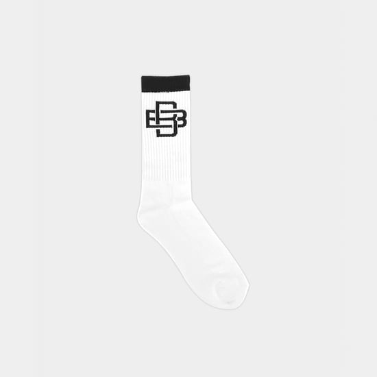 Black Bananas Monogram Socks, White