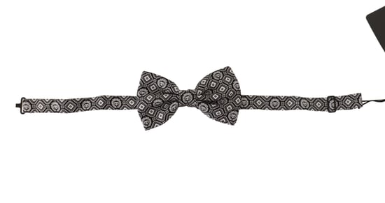 Dolce & Gabbana Zwart Witte 100% Zijde Verstelbare Nek Papillon Mannenstrik - Image 3