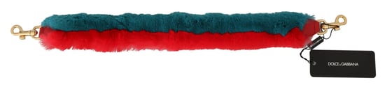 Dolce & Gabbana Red Blue Rabbit Fur Leather Shoulder Damesriem - Image 3