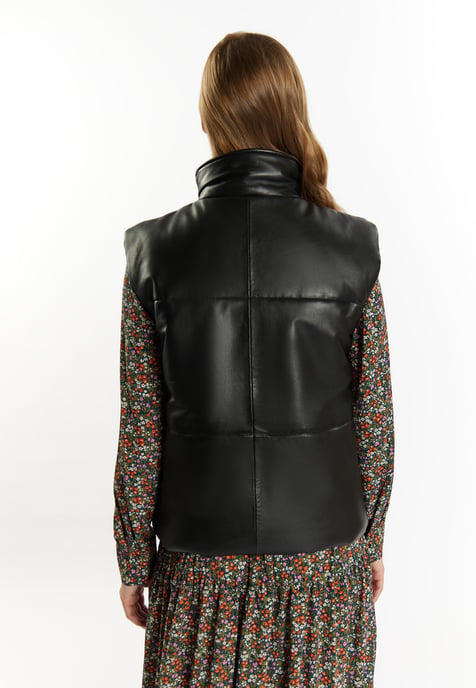 Dreimaster Leren vest Dames zwart - Image 4