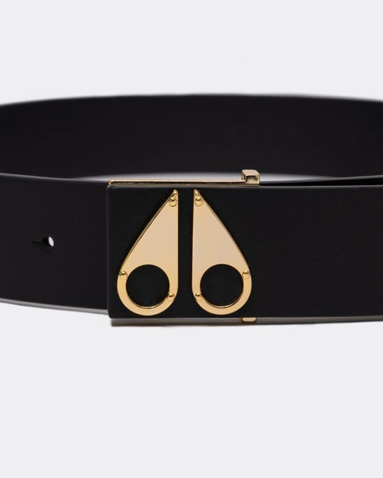 Moose Knuckles Mens Gold Logo Icon Belt - Image 3