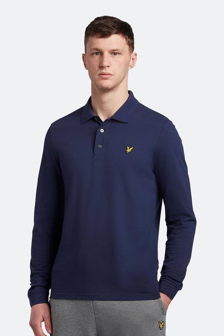 Lyle & Scott Long Sleeve Polo Shirt in Navy