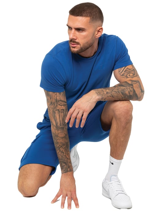 Enzo | Heren T-shirt Trainingspak Met Korte Broek Set - Blauw - Image 6