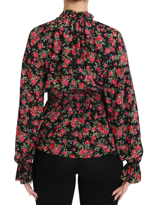 Dolce & Gabbana Zwarte Rozenprint Bloemige Shirt Top Blouse - Image 2