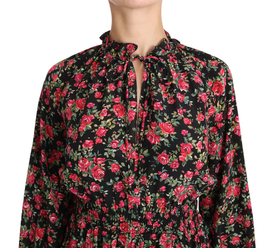 Dolce & Gabbana Zwarte Rozenprint Bloemige Shirt Top Blouse - Image 3