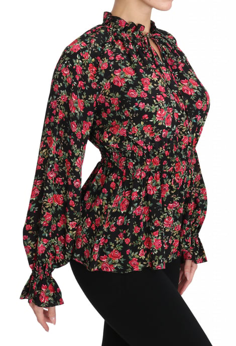 Dolce & Gabbana Zwarte Rozenprint Bloemige Shirt Top Blouse - Image 5
