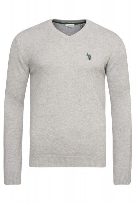 U.S. Polo Assn. V-Neck Pullover in Grey Melange