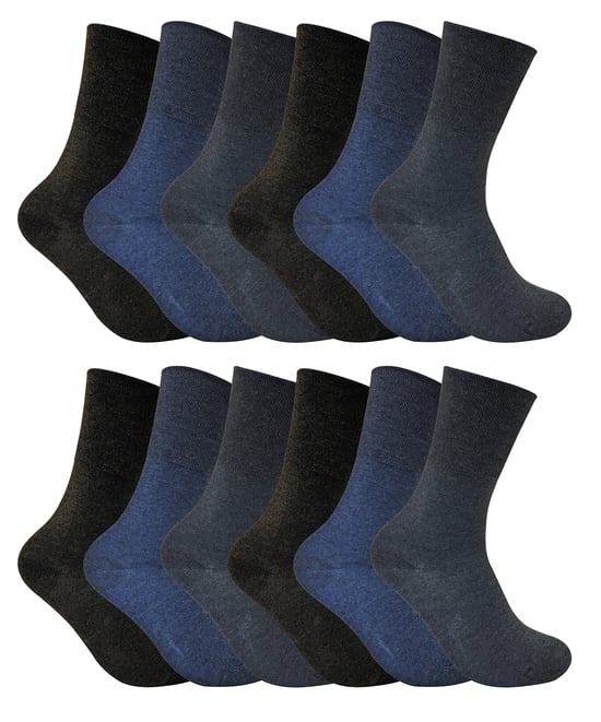12 stuks sokken zonder elastiek thermo diabetessokken voor dames - Donkerblauw - Image 1