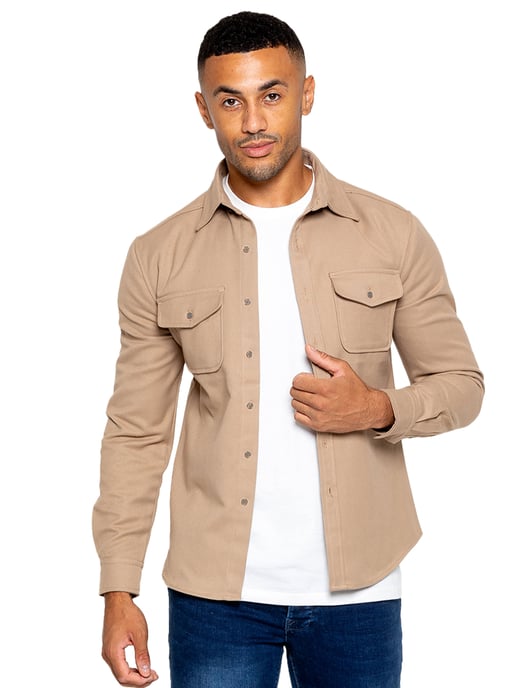 Enzo | Heren Getextureerd Overshirt - Zand - Image 1