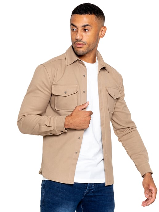 Enzo | Heren Getextureerd Overshirt - Zand - Image 2