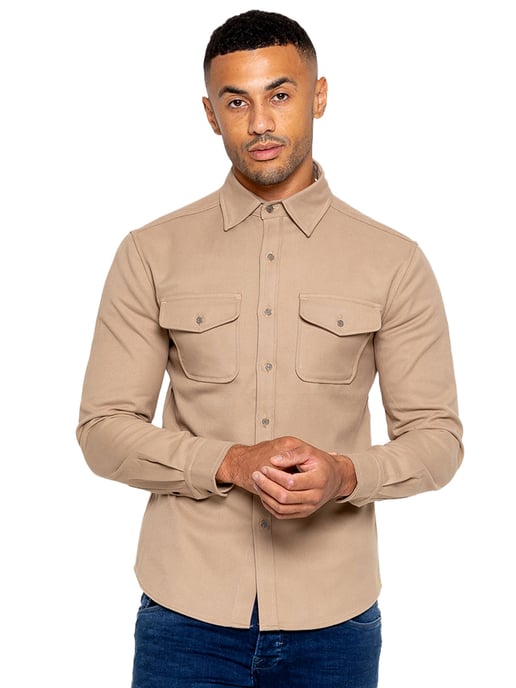 Enzo | Heren Getextureerd Overshirt - Zand - Image 3