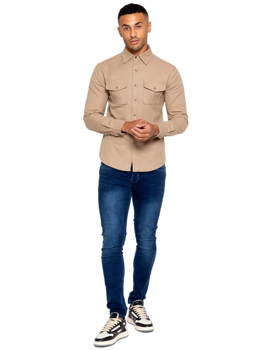 Enzo | Heren Getextureerd Overshirt - Zand - Image 6