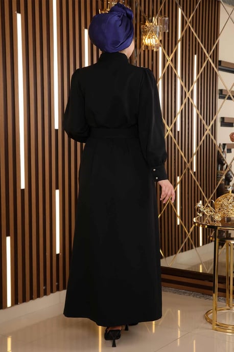 Stone Detail Belted Dress