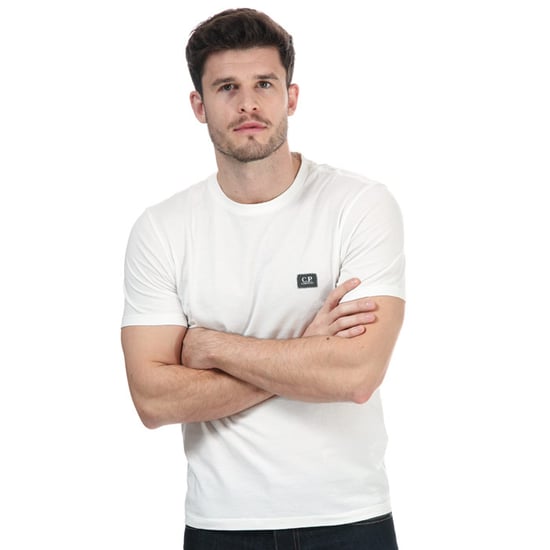 Men's C.P. Company Small Stitch Block Logo T-Shirt in Beige