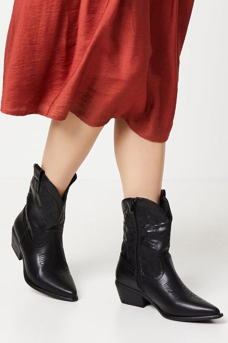 Andi Stitch Detail Western Cowboy Boots - Image 1