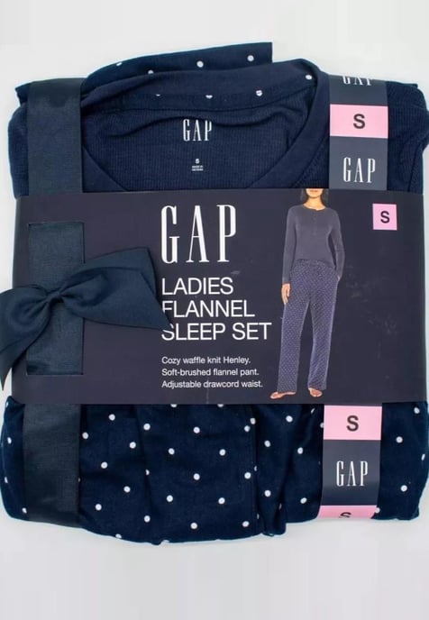 GAP Womens Pyjama Flanellen Slaapset in Navy Polka Dot - Image 6