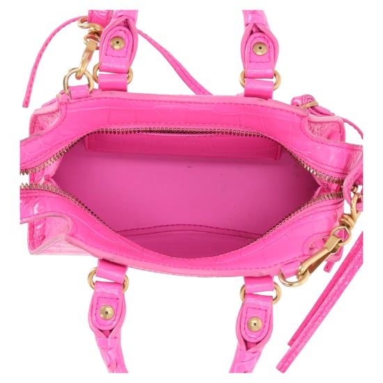 Balenciaga Nano Neo Classic City Crocodile-Embossed Top Handle Bag in Pink Leather - Image 4
