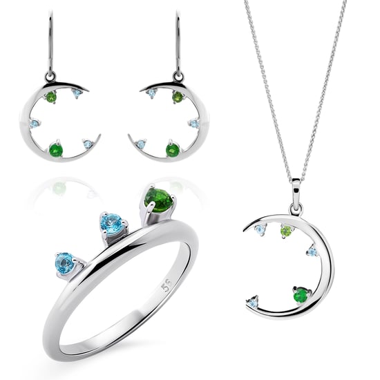 Orphelia 'Eline' Dames 925 Sterling Zilveren Set: Ketting + Oorbellen + Ring - Zilver SET-7497 - Image 1