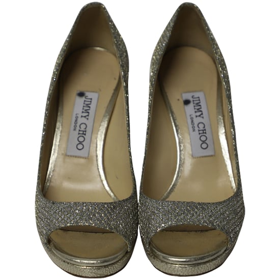 Jimmy Choo Metallic Luna Open Toe Pumps in Goud Leer - Image 2