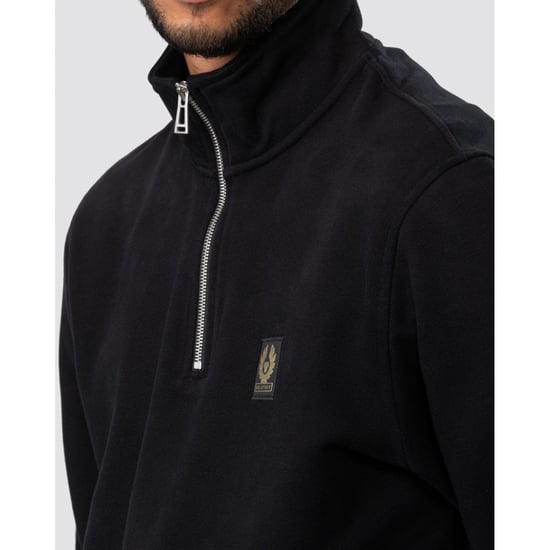 Men's Belstaff Quarter Zip Sweatshirt in Black - Image 4