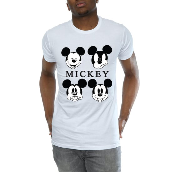 Disney Mens Four Heads Mickey Mouse Cotton T-Shirt (White)