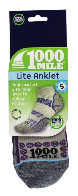 1000 Mile - Dames Lite Enkelkousen Dubbele Laag Hardloopsokken - Zilver / Koninklijk Blauw - Image 2