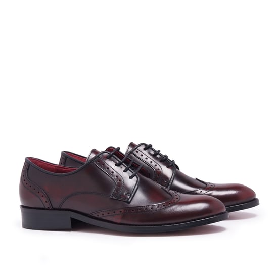 Men's Leather Blucher Shoes in Burgundy
