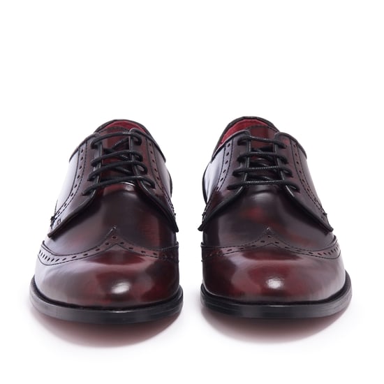 Men's Leather Blucher Shoes in Burgundy