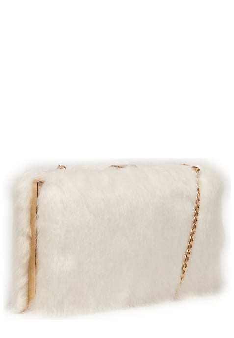 Faux Fur Clutch Bag & Chain